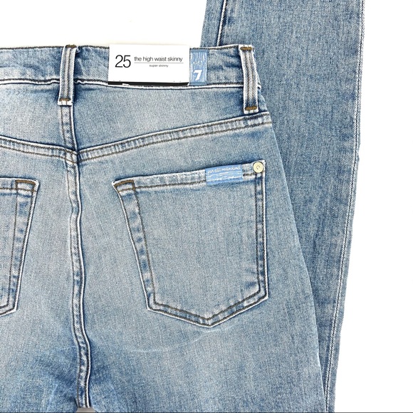 7 For All Mankind Blue The High Waist Skinny Jeans - Picture 4 of 10